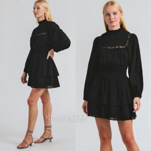 Cleobella Berit Mini Dress in Black Swiss Dot NEW size Small - Picture 4 of 10